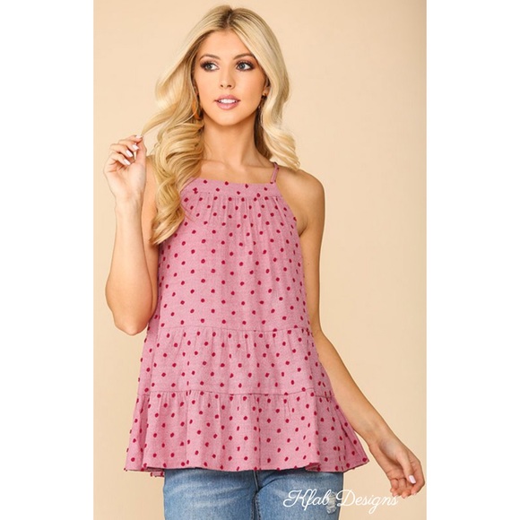 ❤️LAST 1! Washed Tiered Swiss Dot Babydoll Top! - Picture 4 of 6